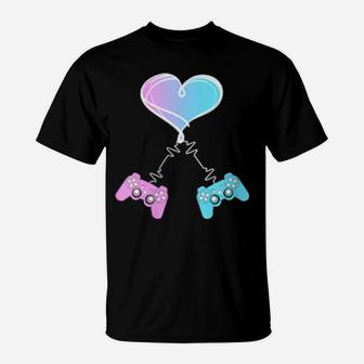 Valentine's Day Video Gamer Heart And Game Controllers T-Shirt - Monsterry DE
