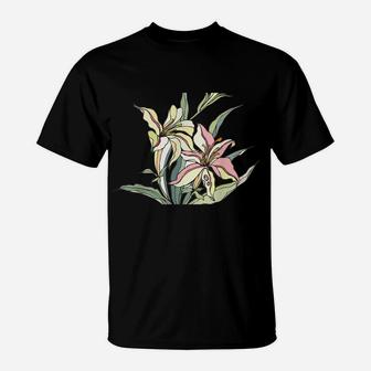 Variety Of Lillies Graphic Flower Print Flowered Tee T-Shirt | Crazezy AU