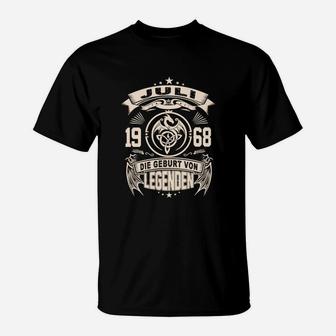 Vintage 1968 Geburtsjahr Legenden T-Shirt in Schwarz, Retro Design - Seseable