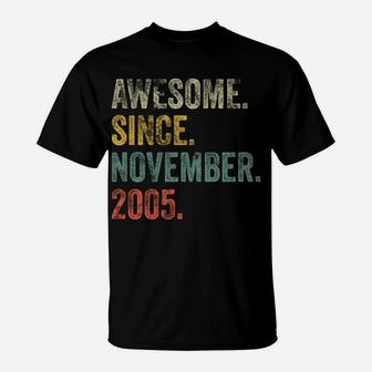 Vintage 2005 16Th Birthday Awesome Since November 2005 T-Shirt | Crazezy DE