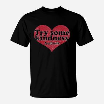 Vintage 70S Try Some Kindness Funny Heart T-Shirt | Crazezy