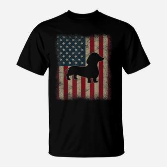 Vintage American Flag Dachshund Dog Lover Gifts Father's Day T-Shirt | Crazezy