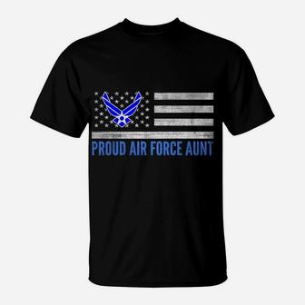Vintage American Flag Proud Air Force Aunt Veteran Day T-Shirt | Crazezy CA