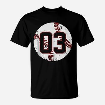 Vintage Baseball Number 03 Cool Softball Mom Gift T-Shirt | Crazezy DE