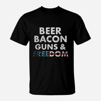 Vintage Beer Bacon Freedom Funny 4Th Of July T-Shirt | Crazezy UK