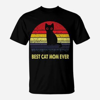 Vintage Best Black Cat Mom Lover Retro Style Cats Sweatshirt T-Shirt | Crazezy