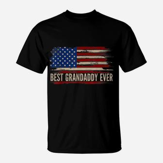 Vintage Best Grandaddy Ever American Flag Father's Day Gift T-Shirt | Crazezy