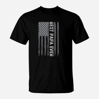 Vintage Best Papa Ever American Flag Fathers Day Dad Gift T-Shirt | Crazezy UK