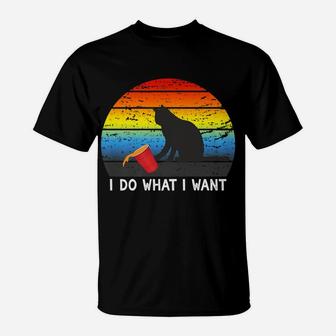 Vintage Black Cat I Do What I Want Retro Cats Lover Gift T-Shirt | Crazezy UK