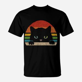 Vintage Black Cat Lover, Retro Style Cats Gift T-Shirt | Crazezy DE