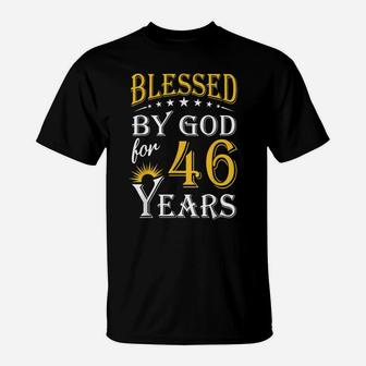 Vintage Blessed By God For 46 Years Happy 46Th Birthday T-Shirt | Crazezy