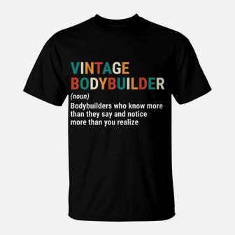 Vintage Bodybuilder Definition Noun Funny Gym Workout T-Shirt | Crazezy DE