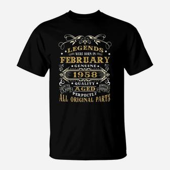 Vintage Born In February 1958 Man Myth Legend 62 Years Old T-Shirt | Crazezy