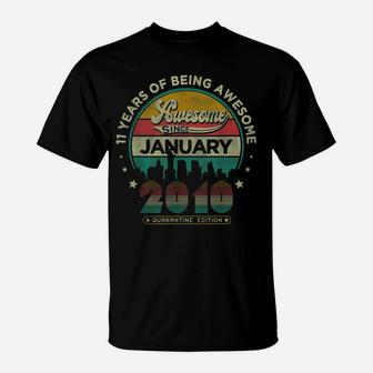 Vintage Born January 2010 11Th Birthday 11 Years Old Gifts T-Shirt | Crazezy DE