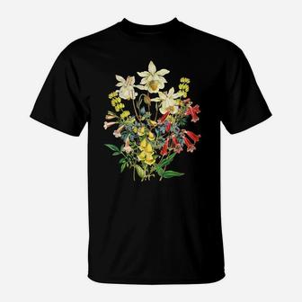 Vintage Botanical Floral Flower Bouquet Shirt Tshirt T-Shirt | Crazezy