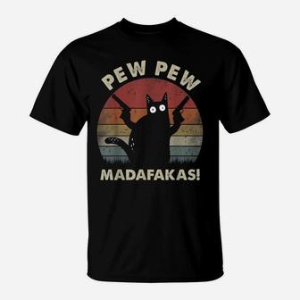 Vintage Cats Pew Pew Madafakas Funny Crazy Cat Lovers Tee T-Shirt | Crazezy