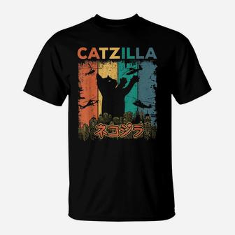 Vintage Catzilla T Shirt - Japanese Monster Funny - Cat Gift T-Shirt | Crazezy UK
