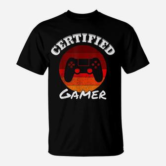 Vintage Certified Gamer, Funny Retro Video Games Design T-Shirt | Crazezy AU
