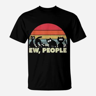 Vintage Ew, People Black Cat Retro Funny Cat T-Shirt | Crazezy CA