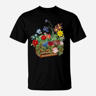 Vintage Floral Botanical Flower Garden Box Tee T-Shirt | Crazezy