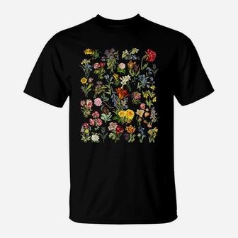 Vintage Flower Floral Botanical Chart T-Shirt | Crazezy