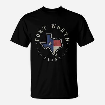 Vintage Fort Worth Texas State Flag Map Souvenir Gift T-Shirt | Crazezy UK