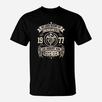 Vintage Geburtsjahr 1977 T-Shirt, Schwarzes Retro Legenden Motto - Seseable