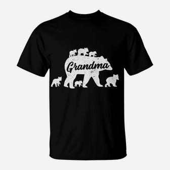 Vintage Grandma Bear With 6 Cub Mother's Day T-Shirt | Crazezy AU