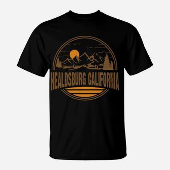 Vintage Healdsburg, California Mountain Hiking Print Sweatshirt T-Shirt | Crazezy UK