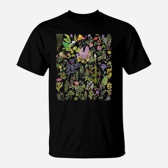 Vintage Inspired Flower Botanical Floral Plant Chart T-Shirt | Crazezy