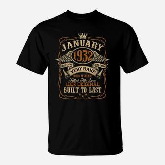 Vintage January 1932 Shirt 89 Years Old 89Th Birthday Gift T-Shirt | Crazezy