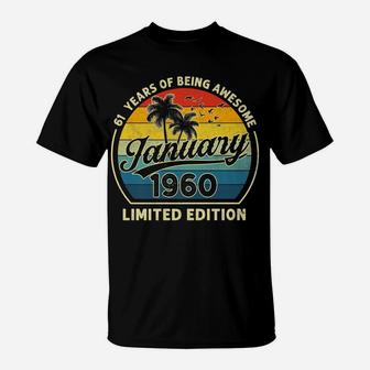 Vintage January 1960 Retro 61 Years Old 61St Birthday Gift T-Shirt | Crazezy