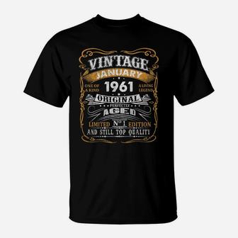 Vintage January 1961 Shirt 60 Years Old 60Th Birthday Gift T-Shirt | Crazezy UK