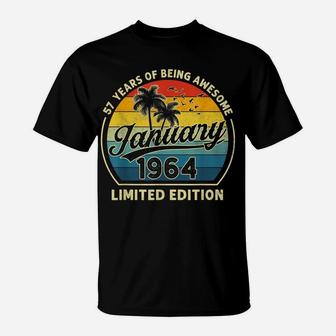 Vintage January 1964 Retro 57 Years Old 57Th Birthday Gift T-Shirt | Crazezy