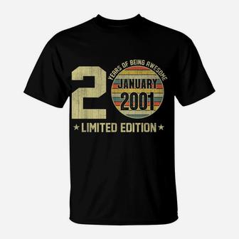 Vintage January 2001 Designs 20 Yrs Old 20Th Birthday Gift T-Shirt | Crazezy AU
