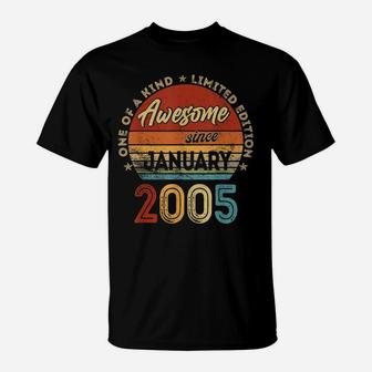 Vintage January 2005 Retro 17 Year Old 17Th Birthday Gift T-Shirt | Crazezy