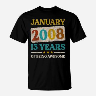 Vintage January 2007 13Th Birthday Gift 13 Years Old Gift T-Shirt | Crazezy AU