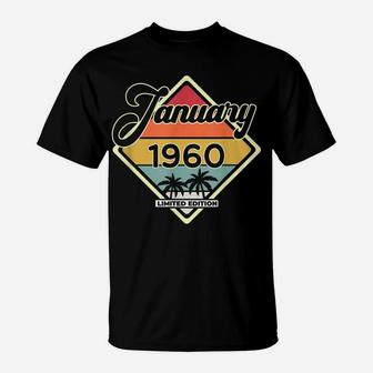 Vintage January 60 Years Old Gift Classic 1960 Birthday T-Shirt | Crazezy DE