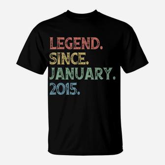 Vintage Legend Since January 2015 5Th Birthday 5 Years Old T-Shirt | Crazezy UK
