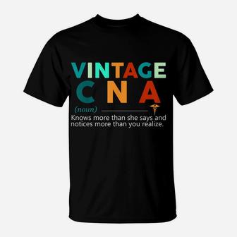 Vintage Nurse Noun Definition Knows More Than She Says Funny T-Shirt | Crazezy DE