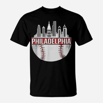 Vintage Philadelphia Baseball Skyline Retro Philly Cityscape T-Shirt | Crazezy CA