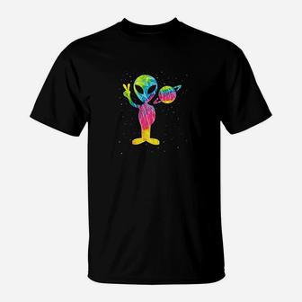 Vintage Retro 1970S Tie Dye Groovy Alien Peace T-Shirt | Crazezy AU