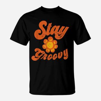 Vintage Retro Boho Stay Groovy Flower Hippie T-Shirt | Crazezy