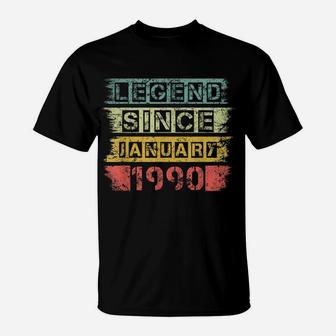 Vintage Retro Legend Since January 1990 30Th Birthday Gift T-Shirt | Crazezy