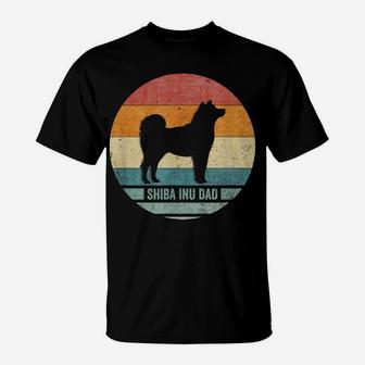 Vintage Retro Shiba Inu Dog Dad Silhouette Puppy Owner Lover T-Shirt | Crazezy DE