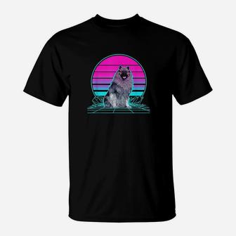 Vintage Retro Sunset Keeshond T-Shirt | Crazezy