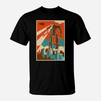 Vintage Robot Attacking City Retro Bot Attack Sci-Fi Gift T-Shirt | Crazezy