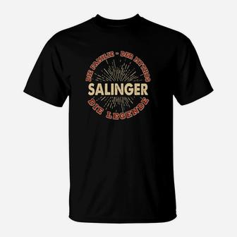 Vintage Salinger Legend Schwarzes T-Shirt, Retro Literatur Design - Seseable