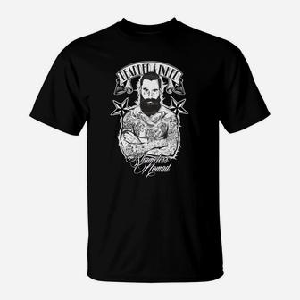 Vintage Tattoo Grafikdesign Herren T-Shirt in Schwarz - Seseable