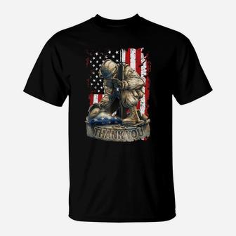 Vintage Us Flag Veteran Thank You Military Boot Veteran Day T-Shirt | Crazezy